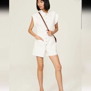 Blank NYC Meditation White Denim Romper Size S